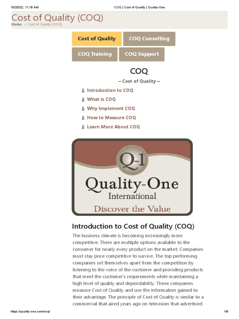 Understanding the True Cost of Quality An Introduction to Calculating