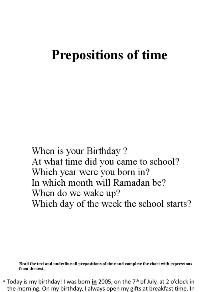 Preposition of Time PDF