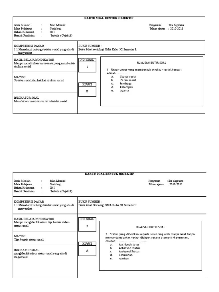 Kartu Soal Bahasa Indonesia Kelas X Ruang Ilmu