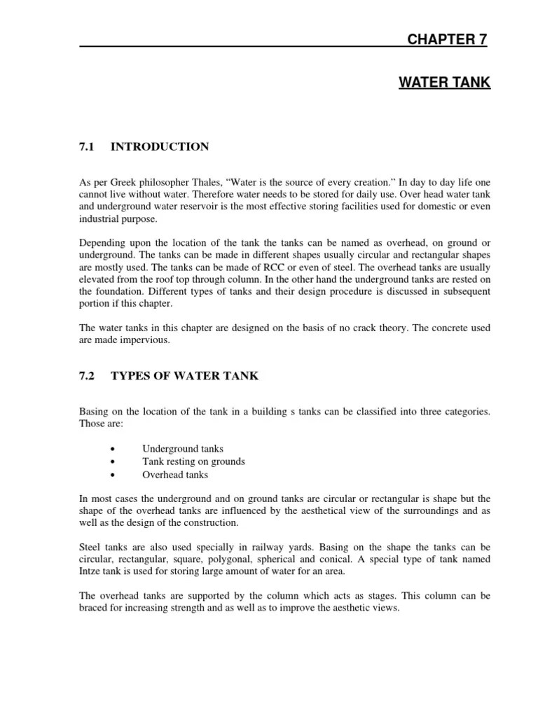 Water Tank Design PDF Strength Of Materials Concrete