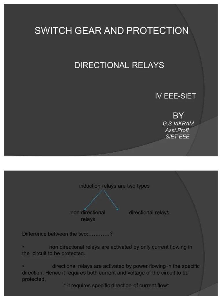 Directional Relays Understanding the Operation and Construction of