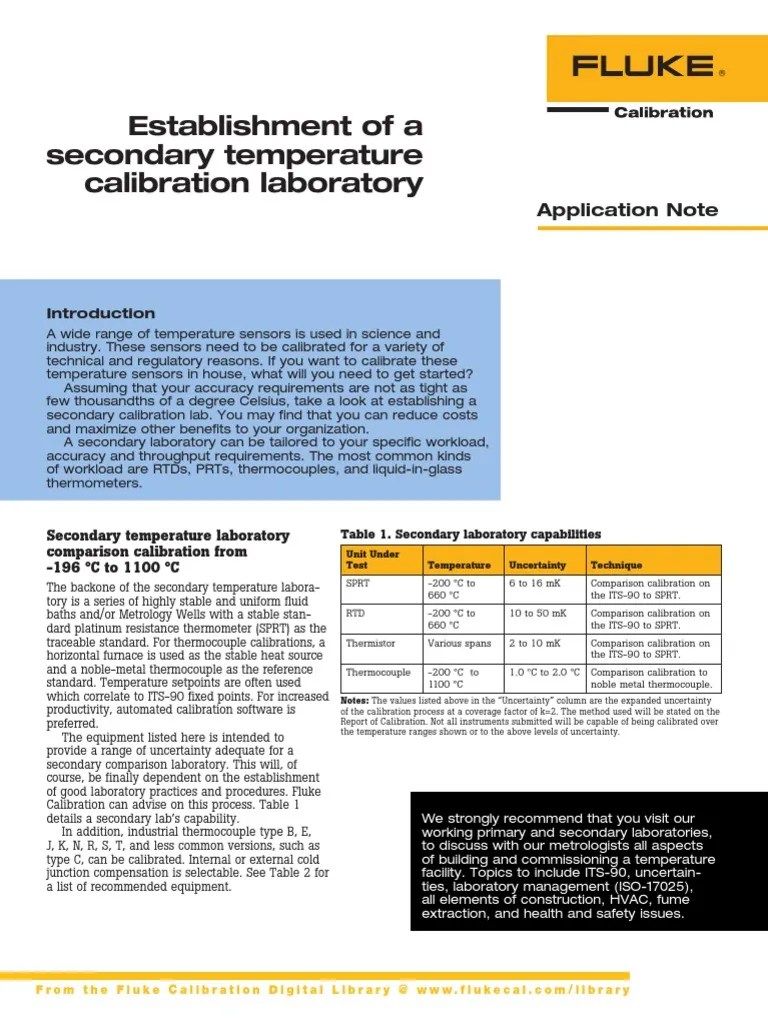 Establishment of A Secondary Temperature Calibration Laboratory PDF