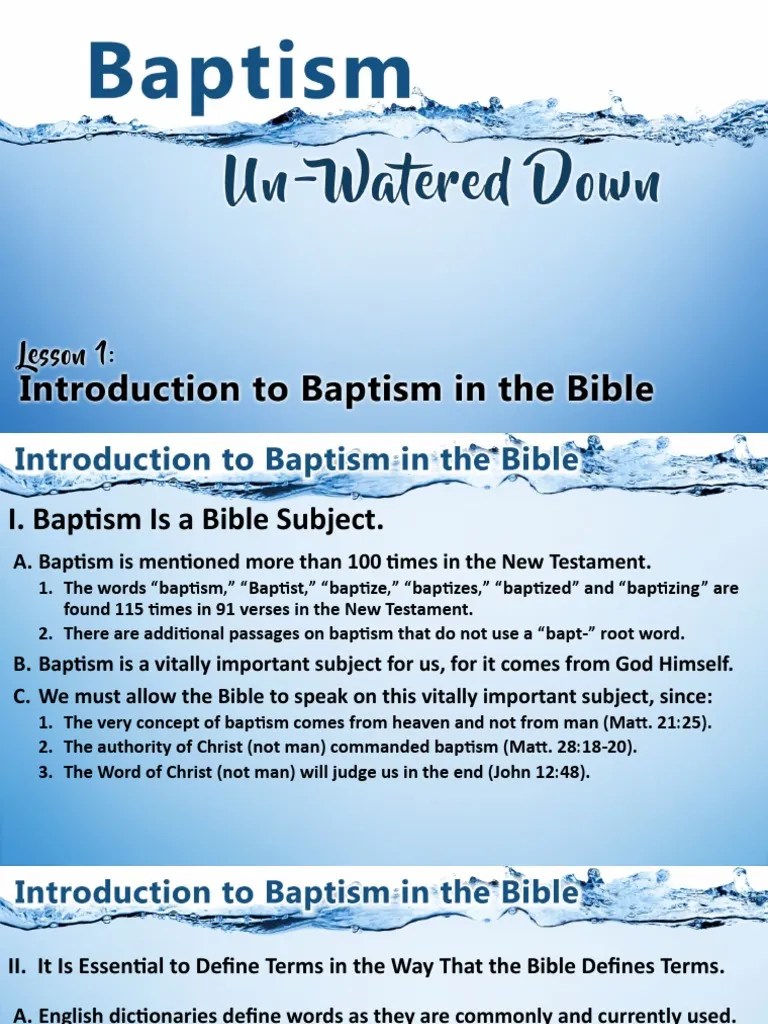 L01 Introduction To Baptism in The Bible PDF Baptism Acts Of The