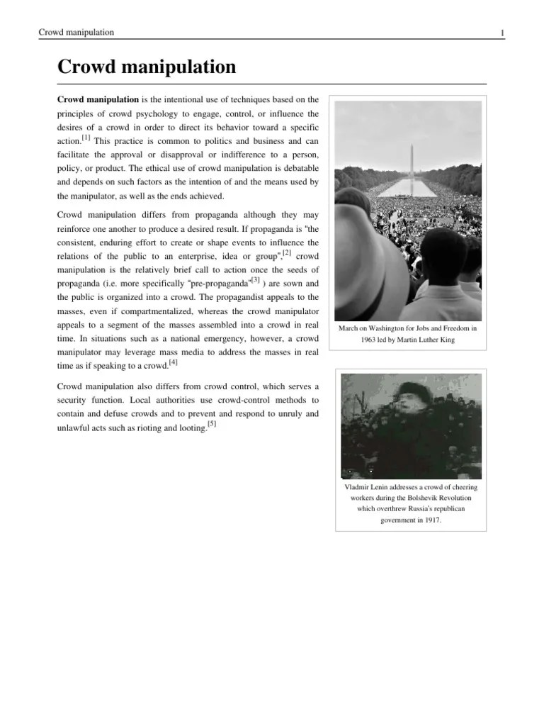 Crowd Manipulation Psychology & Cognitive Science Philosophical Science