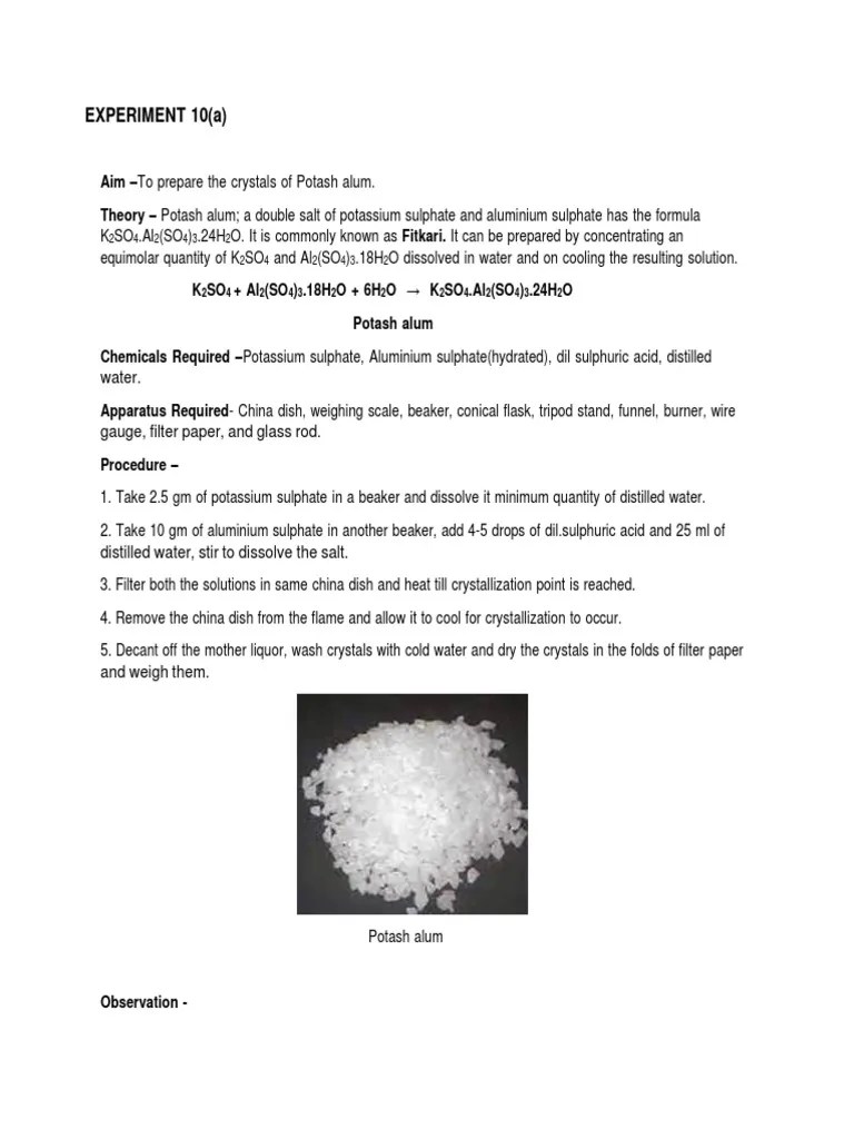 EXP 10 (A) Potash Alum Crystal PDF