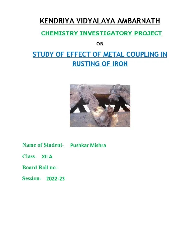 Effect of Coupling On Metal Rusting PDF Rust Corrosion