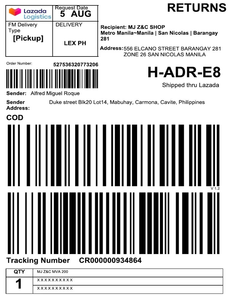 Return Label PDF