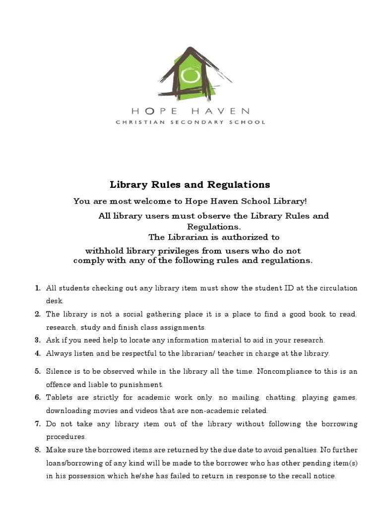 Library Rules and Regulations 2022 PDF Libraries Librarian