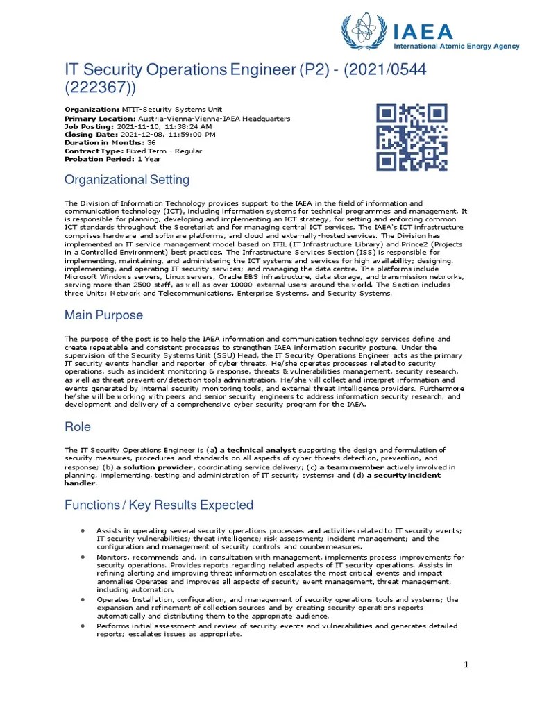 IT Security Operations Engineer (P2) PDF Computer Security Security