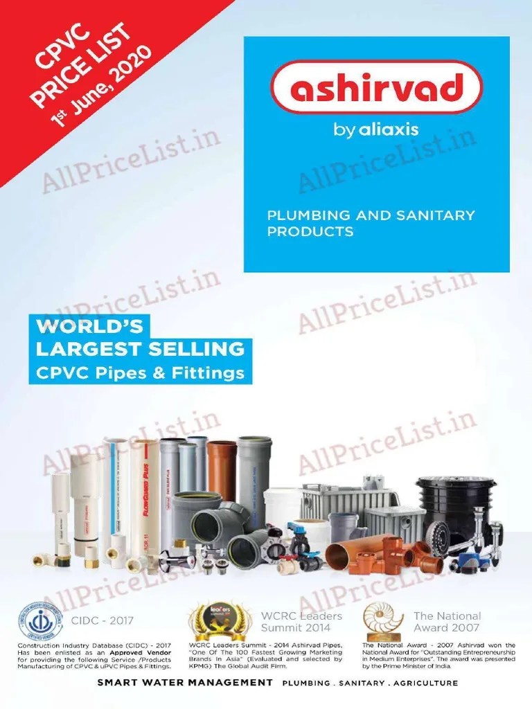 Instapdf in Ashirvad CPVC Pipes Fitting Price List 2020 Brochure 473 PDF