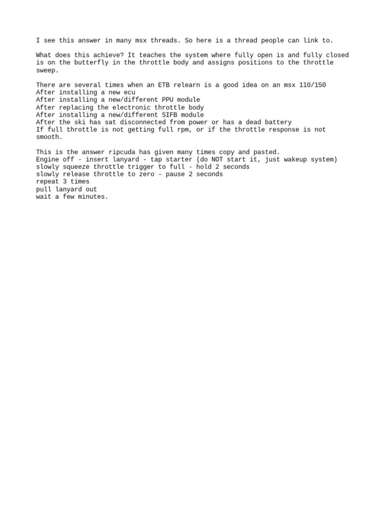 Relearn Throttle Body | PDF
