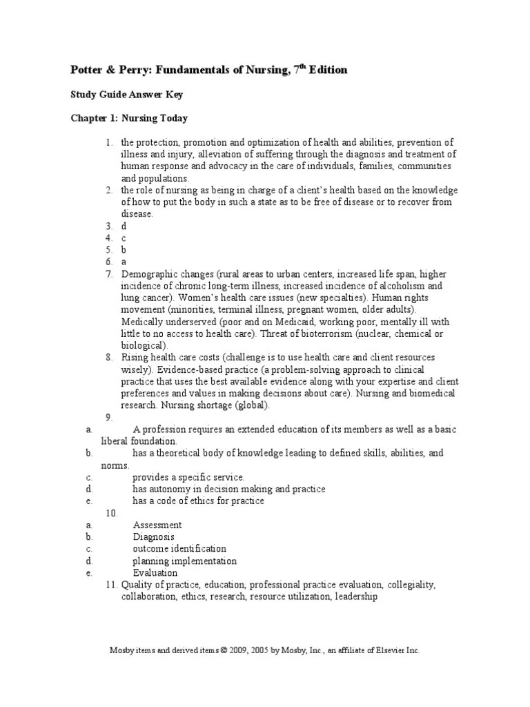 Nursing Study Guide Answer Key Clinical Trial Nursing