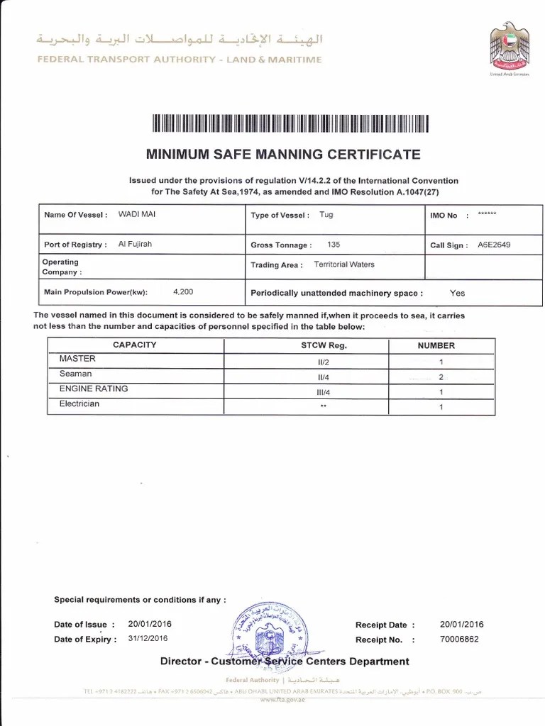 03 Minimum Safe Manning Certificate PDF