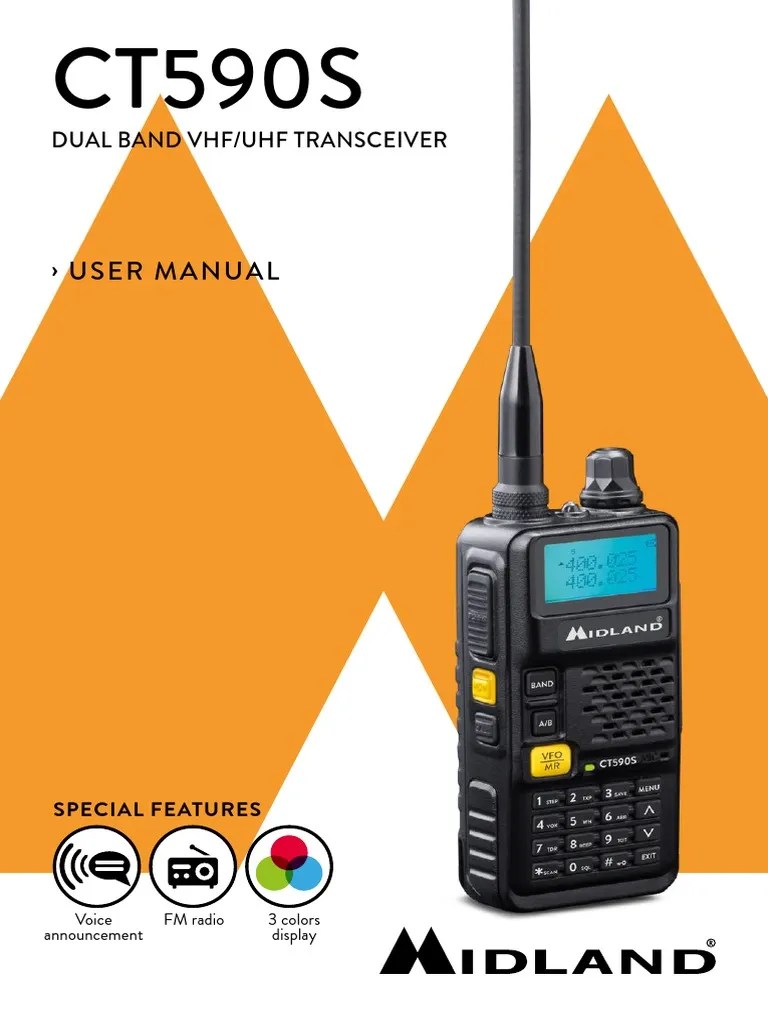 Midland CT590S Dual Band VHF UHF Transceiver Users Manual en PDF