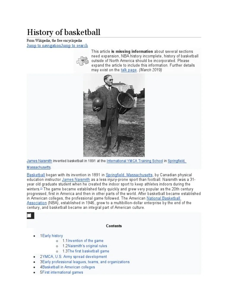A History of the Global Growth of Basketball from its Invention in 1891