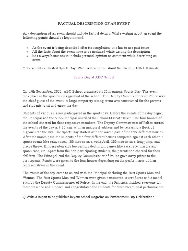 Factual Description of An Event PDF