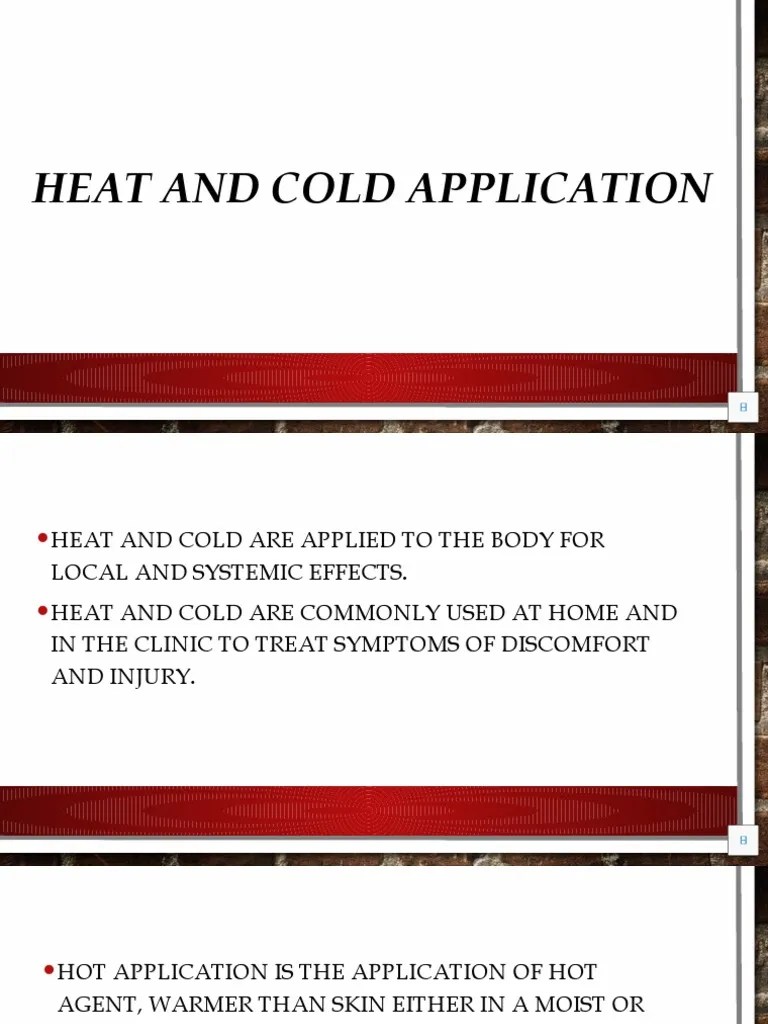 Heat and Cold Application Discussion PDF Edema Inflammation