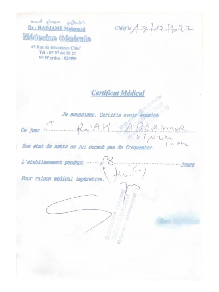 Justificatif Médicale PDF
