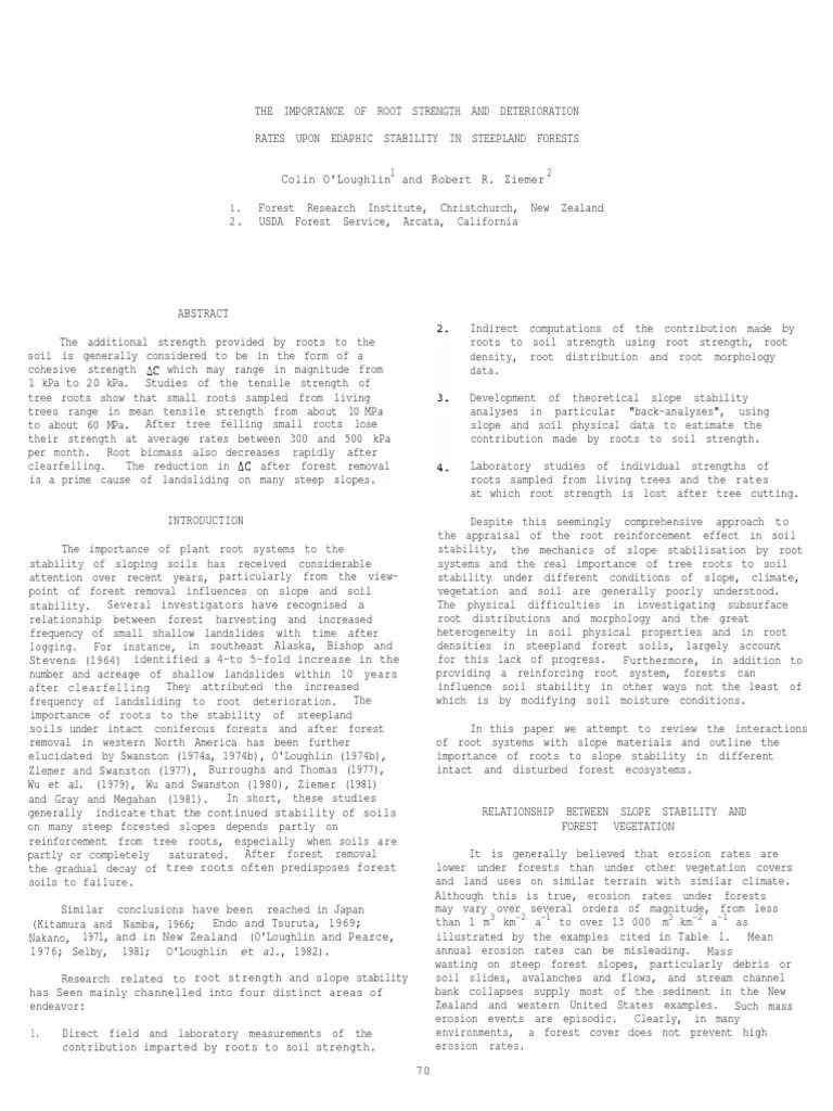 Ziemer 82 PDF Soil Landslide
