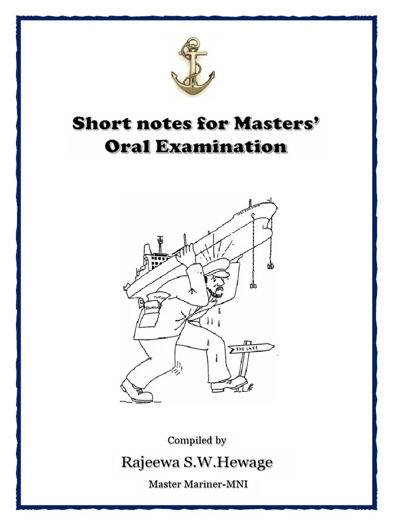 3Short Notes For Masters Oral Exam PDF Sea Captain Maritime Pilot