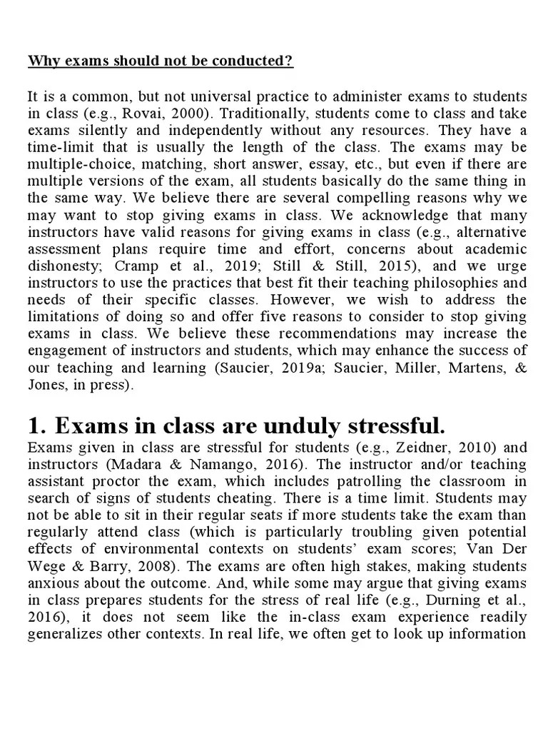 Why Exams Should Not Be Conducted PDF Test (Assessment) Academic Dishonesty