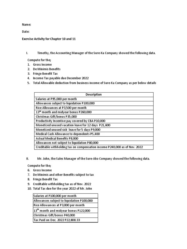 Chapter 10 and 11 | PDF | Taxes | Employee Benefits