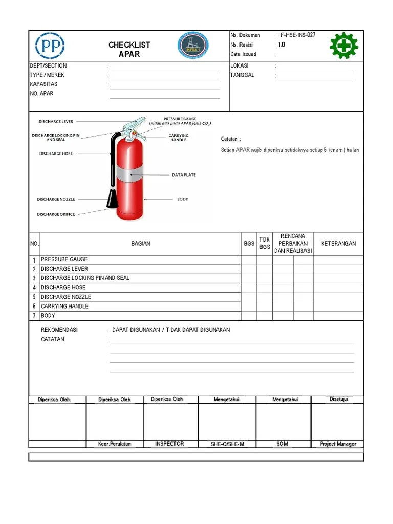 Form Checklist APAR PDF