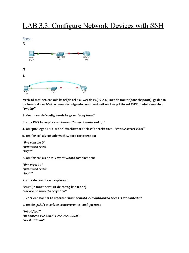 LAB 3.3 Configure Network Devices With SSH Step1 PDF