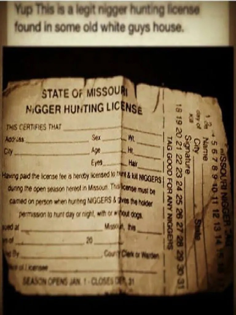 State of Missouri Nigger Hunting License. PDF