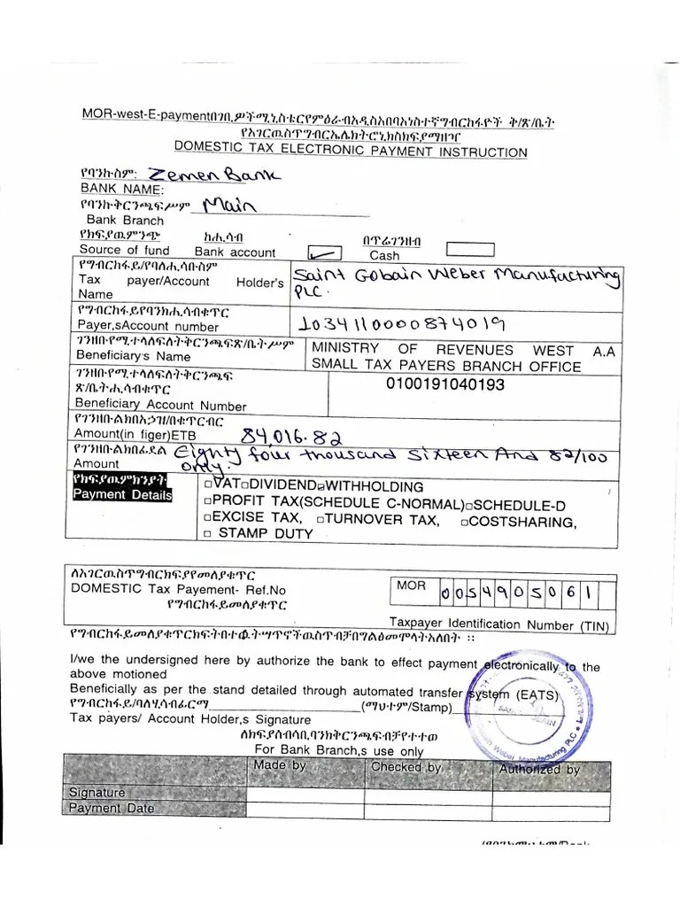 Domestic Tax Electronic Payment Instruction PDF