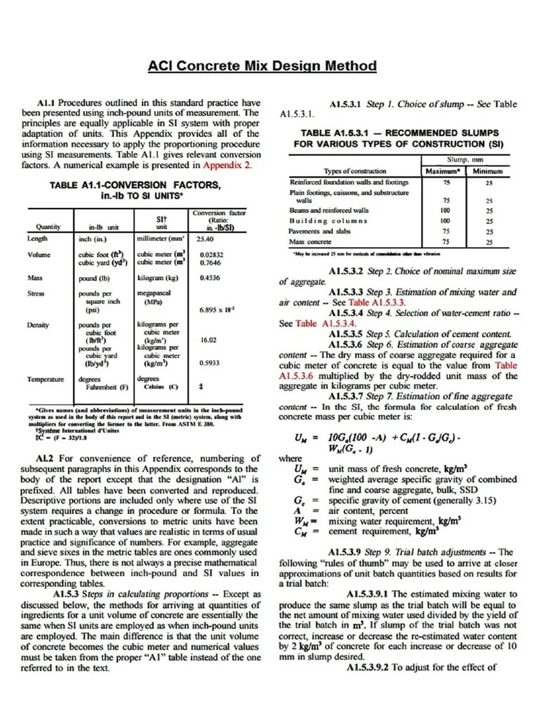 ACI Concrete Mix Design PDF