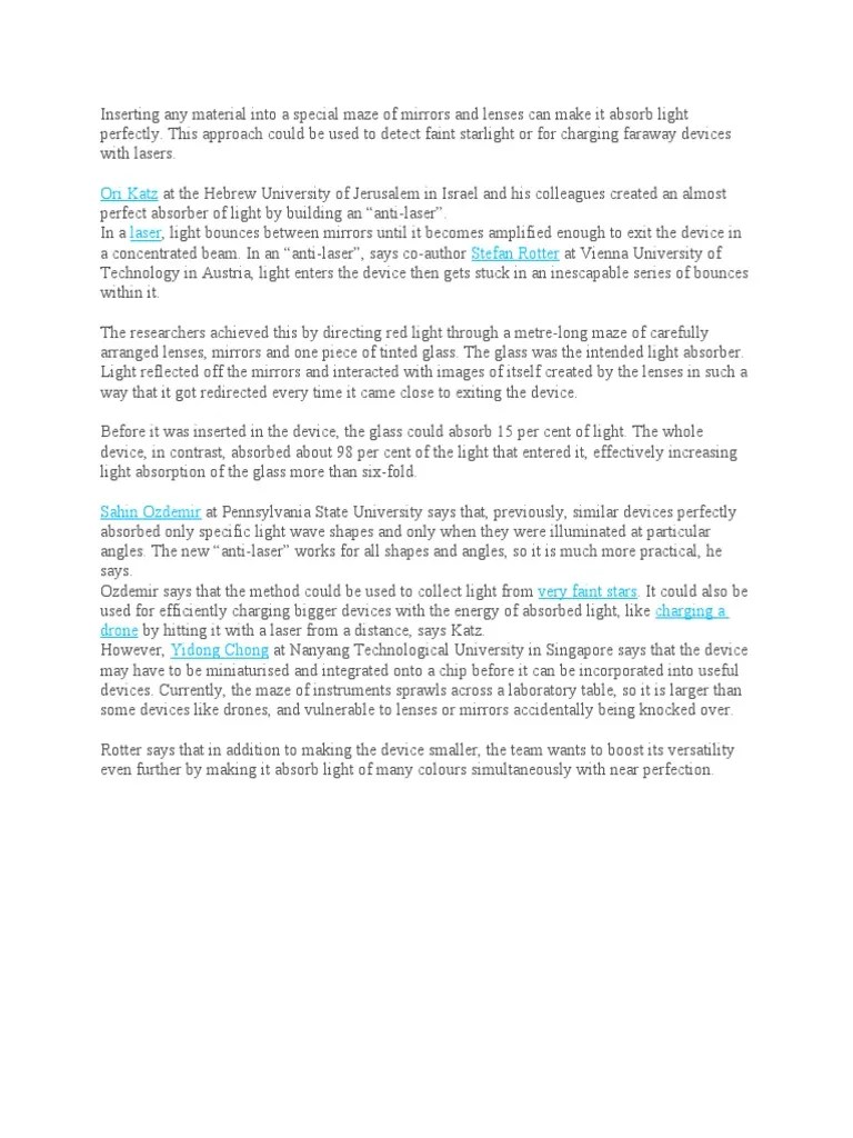 Inserting Any Material Into A Special Maze of Mirrors and Lenses Can