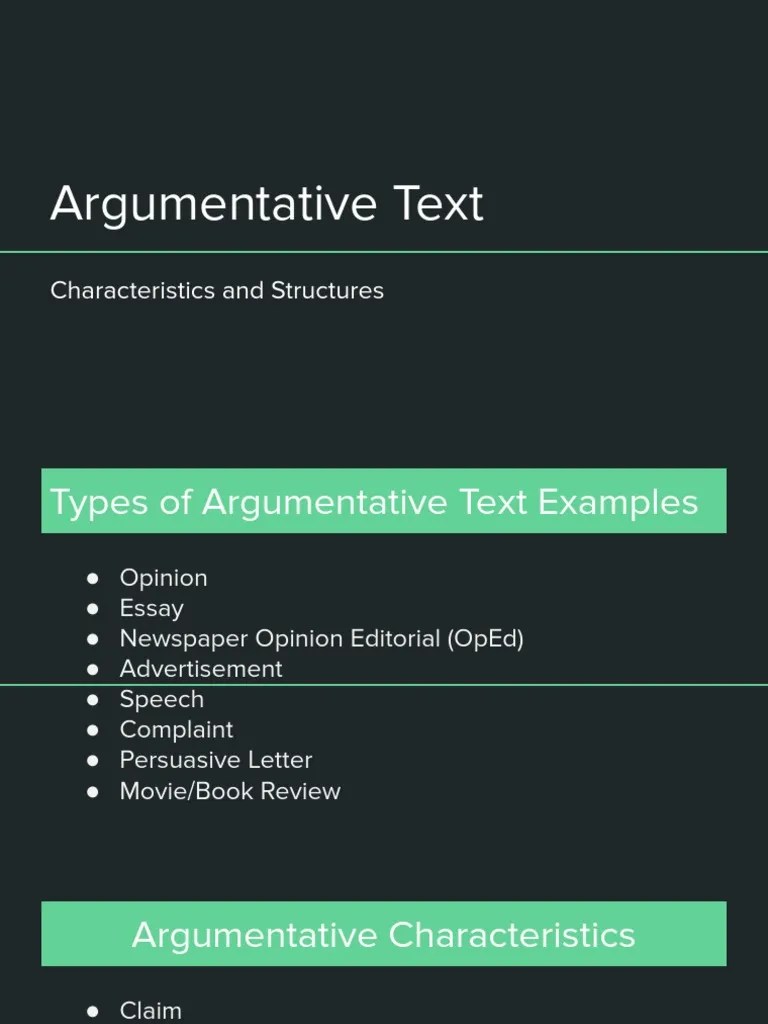 Analyzing Argumentative Text Structures and Characteristics PDF