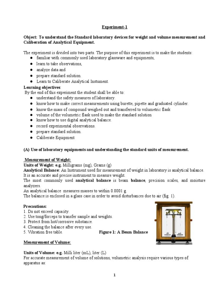 EXPERIMENT 1 Introduction to Chemistry Lab PDF Ph Titration