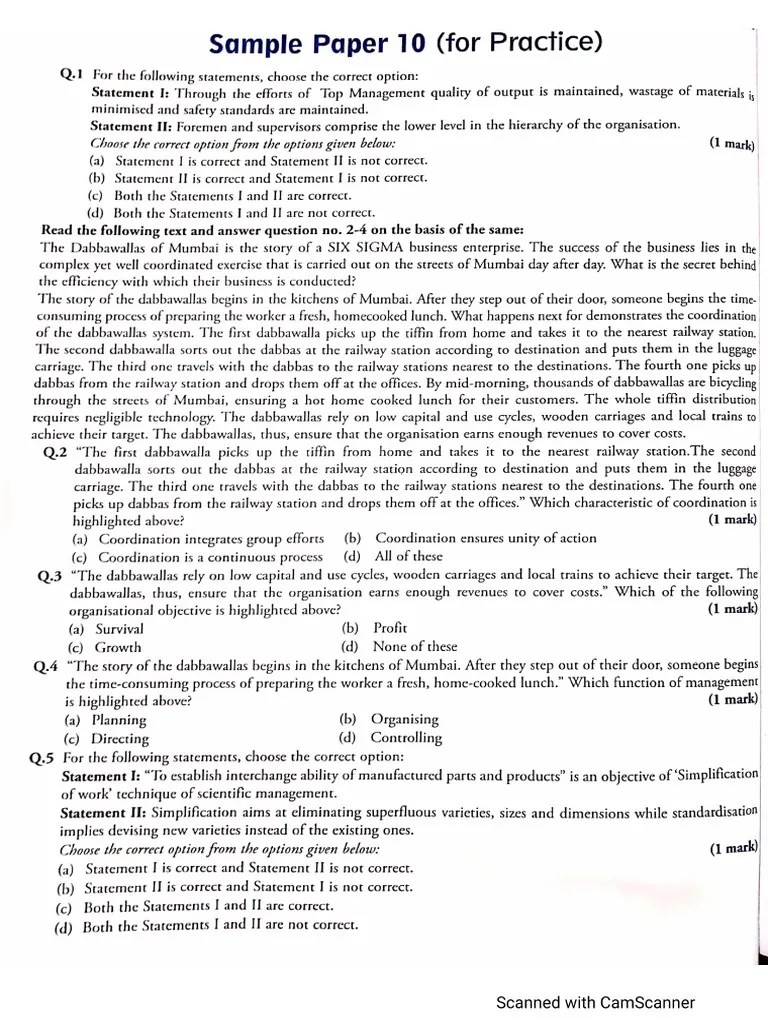 Sample Paper Business Studies Class12 PDF