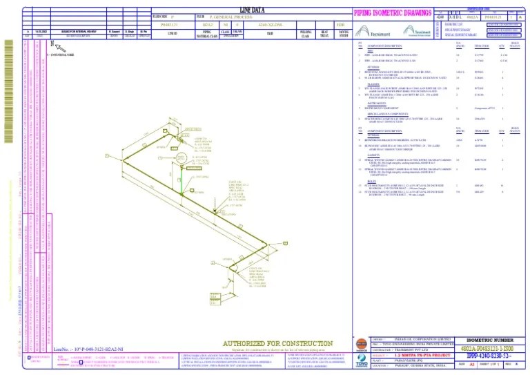 Line Data Piping Isometric Drawings PDF Pipe (Fluid Conveyance