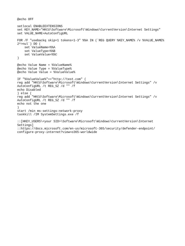 Removing Automatic Proxy Configuration Settings Through Batch Script PDF