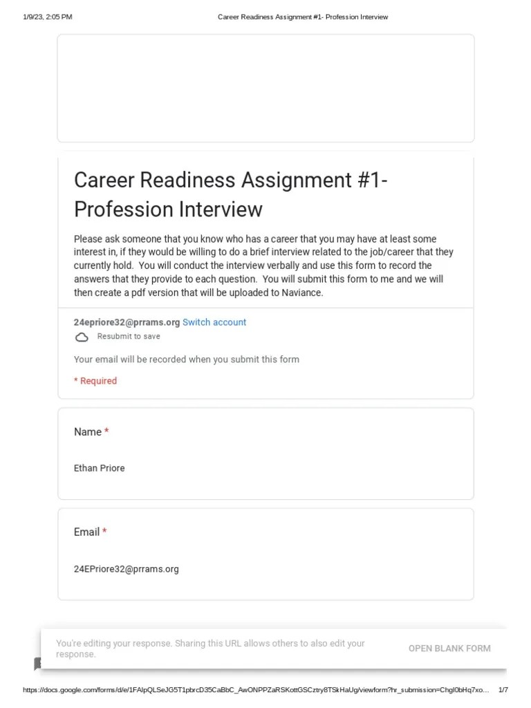 Career Readiness Assignment #1 - Profession Interview | PDF | Salary