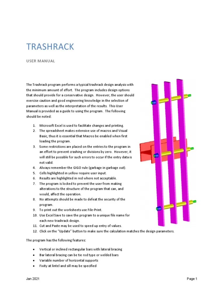 A Guide to Using the Trashrack Design Analysis Program PDF Strength