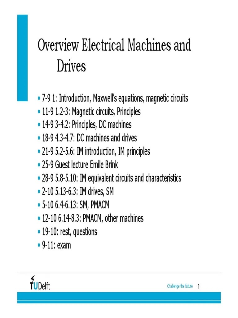 ET4117 Electrical Machines and Drives Lecture10 PDF Electric Motor
