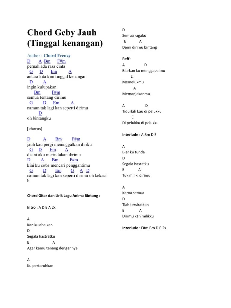 Kunci Gitar Anima Bintang Dari G