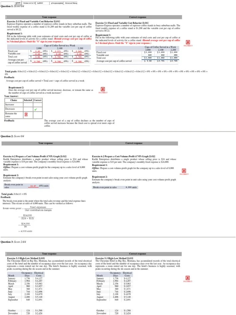 Fixed Cost and Variable Cost Behavior Test PDF Statement