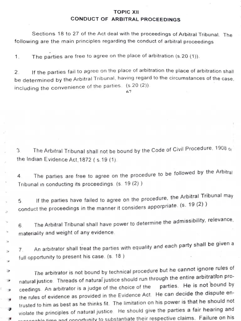 Conduct of Arbitarial Proceedings and Award PDF Arbitral Tribunal