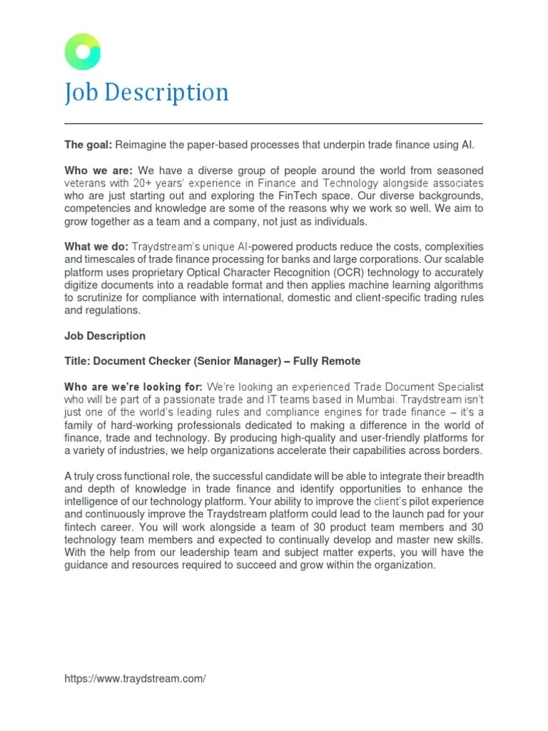 Senior Manager Document Checker Job Description1 PDF