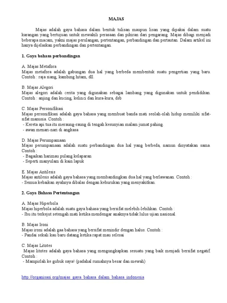 Pengertian Gaya Bahasa Paradoks Dan Contohnya