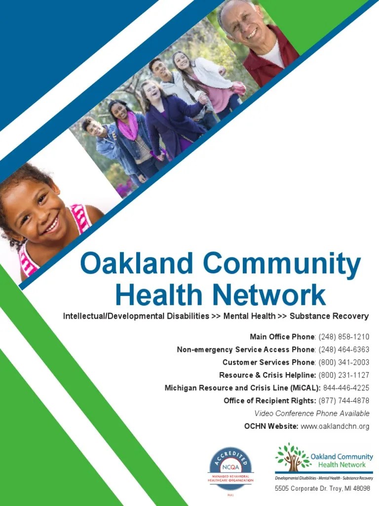 Oakland Community Health Network Brochure PDF Mental Disorder Autism
