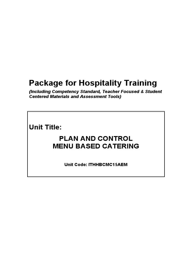 ITHHBCMC15AEMPlan and Control Menu Based Catering PDF Menu Lunch