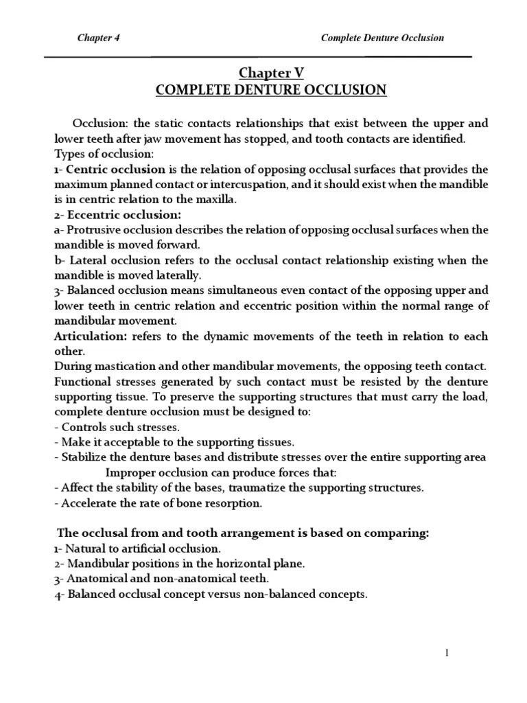Chapter 5 Occlusion PDF Dentures Dentistry Branches