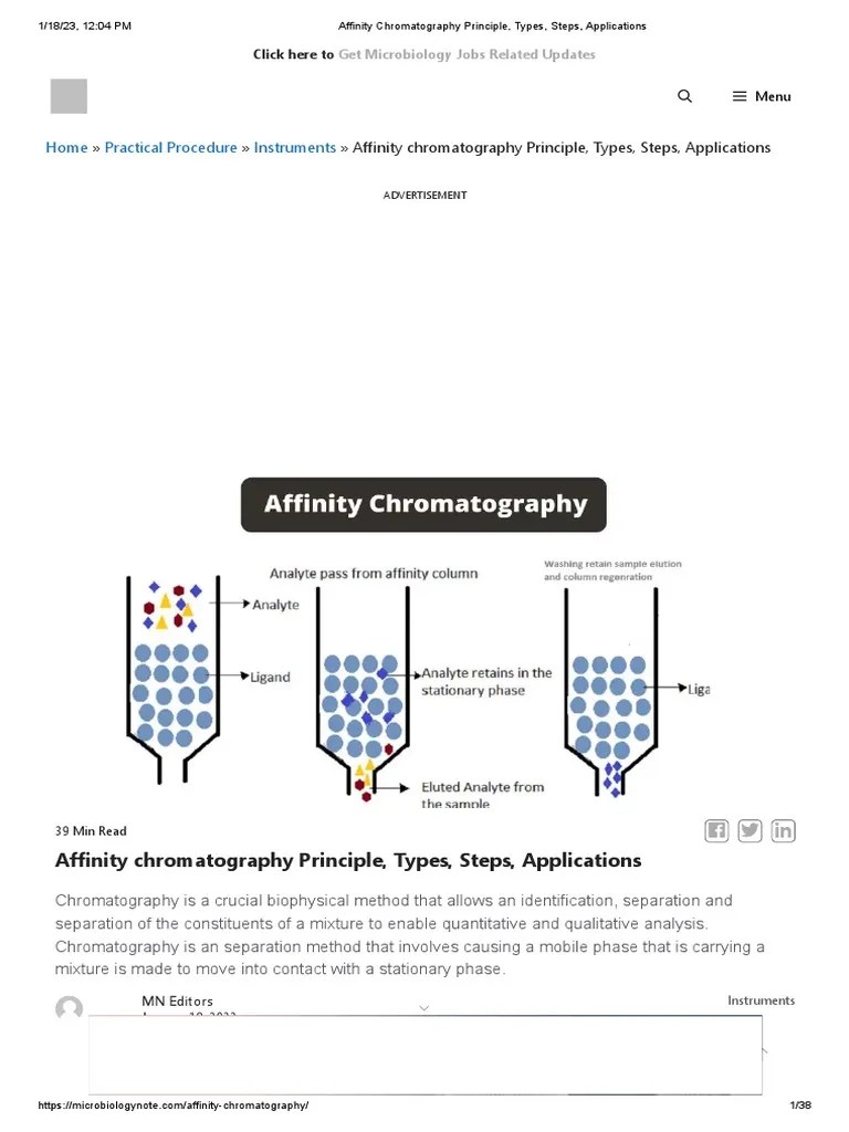 Affinity Chromatography Notes PDF Chromatography Protein Purification