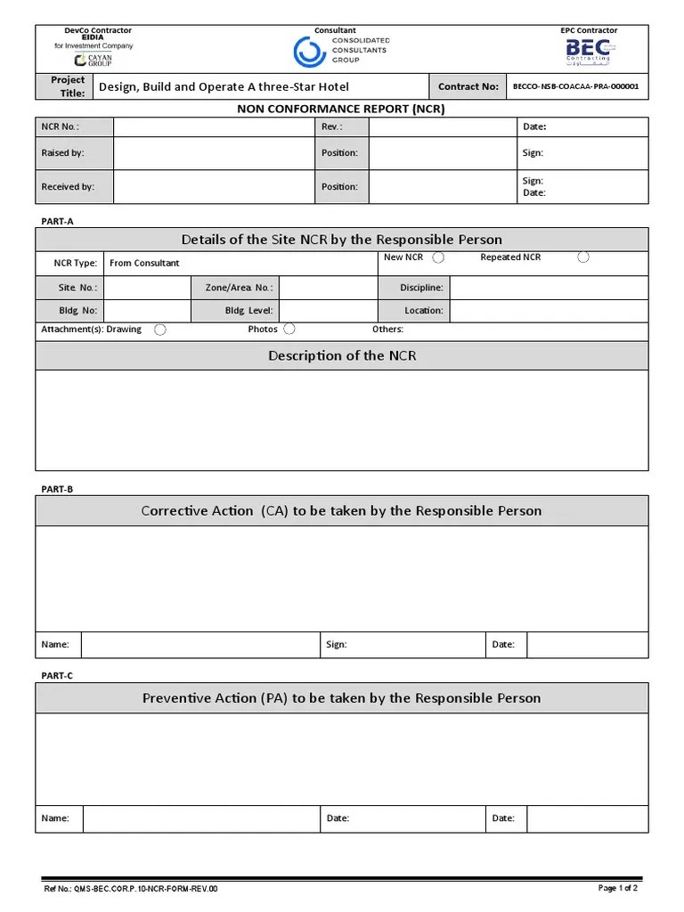NCR Form PDF